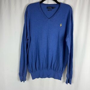 Polo Ralph Lauren Sweater Mens Size Large Blue Long Sleeve V Neck Pima
Cotton